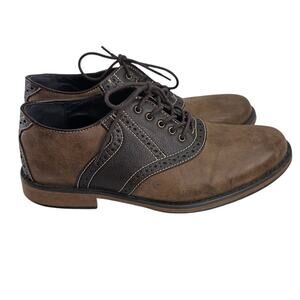 Izod Brown Men's Saddle Oxford Dress Shoe Size 9.5 EEE Memory Foam Insole